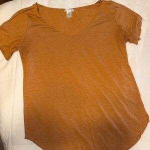 Women's Orange V-Neck Top